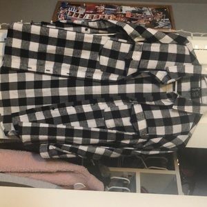 black and white flannel top